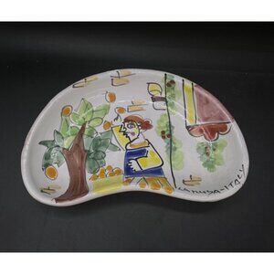 La Musa Kidney Dish Fruit Picking Scene Signed La Musa Italy